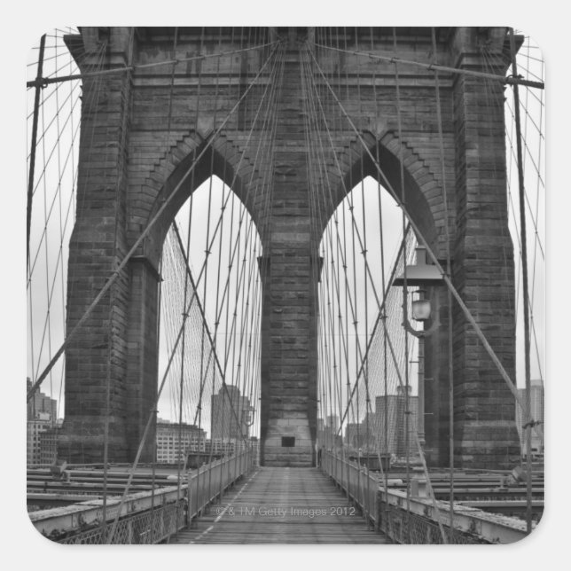 The Brooklyn Bridge in New York City Square Sticker (Front)