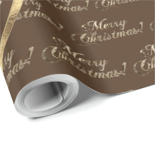 The Brown Family Faux Gold Foil Script Christmas Wrapping Paper