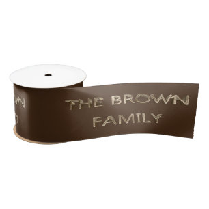 The Brown Family Name Elegant Faux Gold Script Satin Ribbon