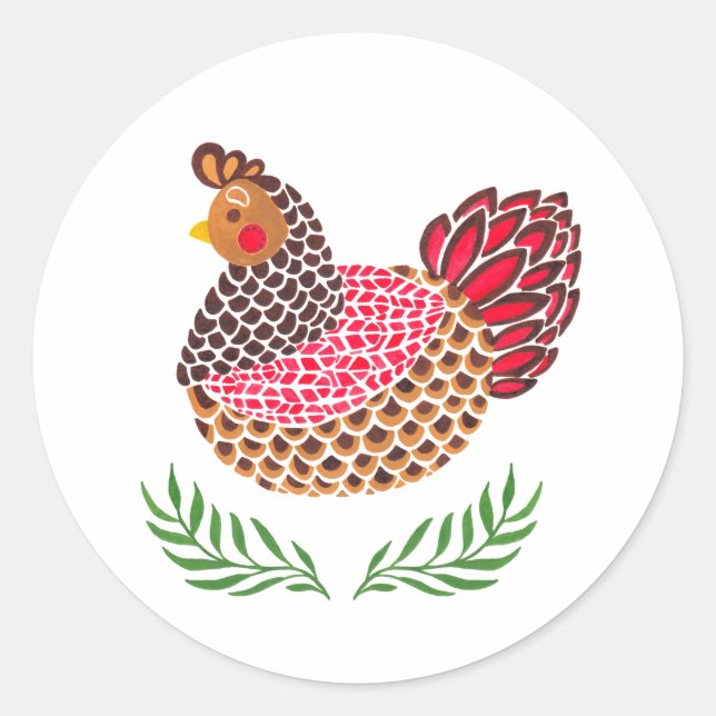 The Brown Hen Classic Round Sticker (Front)