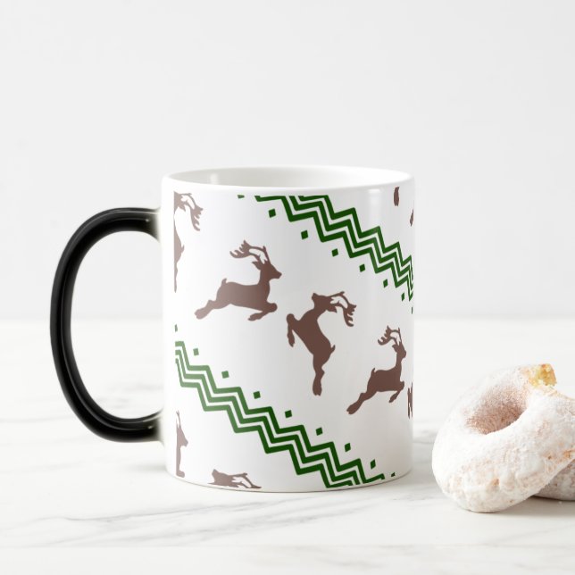 THE BROWN REINDEER PATTERN MAGIC MUG (With Donut)