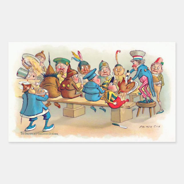 The Brownie's Christmas Dinner Rectangular Sticker (Front)