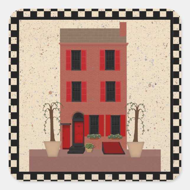 The Brownstone With Potted Trees Sticker (Front)