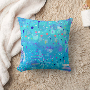 The Bubble Machine: Blue Abstract Art Cushion