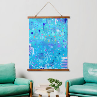 The Bubble Machine: Blue Abstract Art  Hanging Tapestry