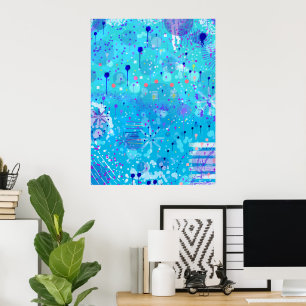 The Bubble Machine: Blue Abstract Art Poster