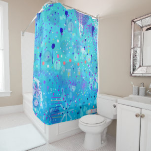 The Bubble Machine: Blue Abstract Art  Shower Curtain
