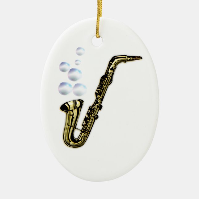 The Bubble Saxophone Ceramic Tree Decoration (Front)