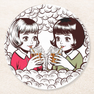 the Bubbling Sisters Round Paper Coaster