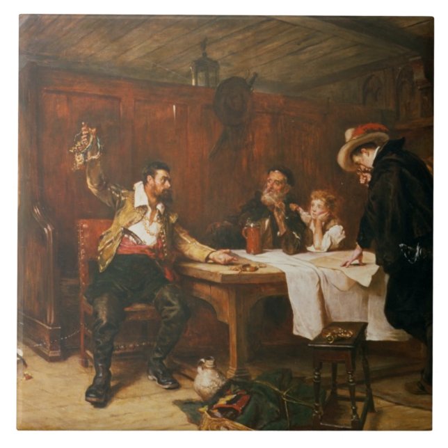 The Buccaneer's Story (oil on canvas) Tile (Front)