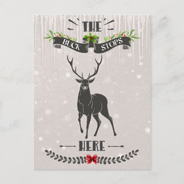 The Buck Stops Here Merry Christmas Deer Postcard (Front)