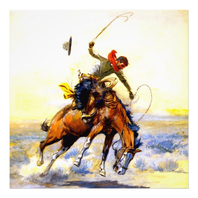 “The Bucker” Western Art by Charles M Russell Photo Print (Front)