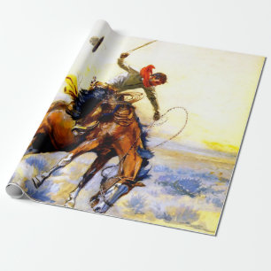“The Bucker” Western Art by Charles M Russell Wrapping Paper