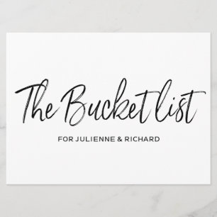 "The bucket list" Stylish Lettered Wedding Sign Invitation