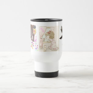 The bud of the rose drawn by pencil travel mug