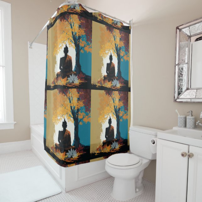 THE BUDDHA MEDITATE IN FOREST SHOWER CURTAIN (In Situ)