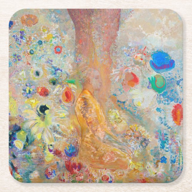 The Buddha, Redon Square Paper Coaster (Front)