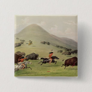 The Buffalo Hunt, c.1832 15 Cm Square Badge