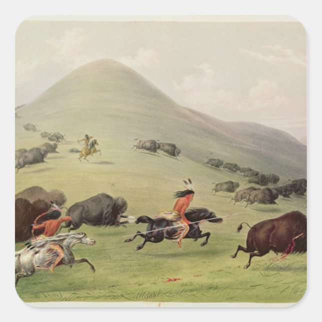 The Buffalo Hunt, c.1832 Square Sticker (Front)