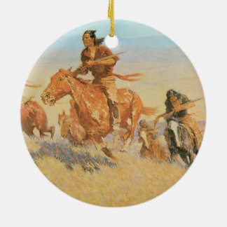 The Buffalo Runners, Big Horn Basin by Remington Ceramic Tree Decoration