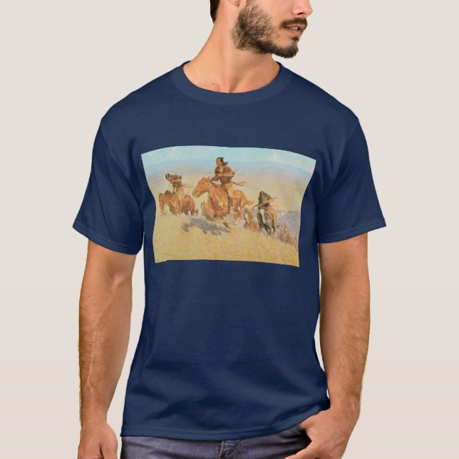 The Buffalo Runners, Big Horn Basin by Remington T-Shirt (Front)