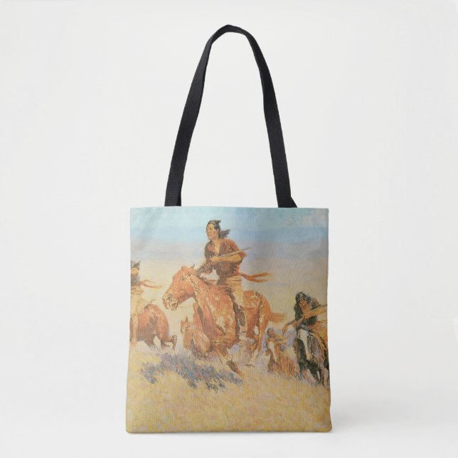The Buffalo Runners, Big Horn Basin by Remington Tote Bag (Front)