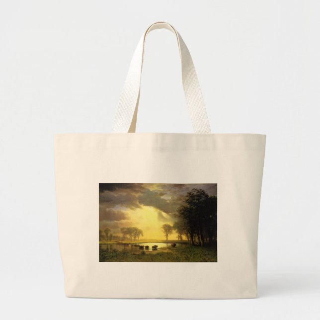 The Buffalo Trail,  Albert Bierstadt Large Tote Bag (Front)