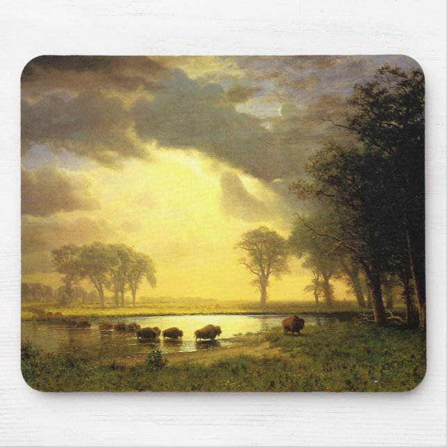 The Buffalo Trail,  Albert Bierstadt Mouse Mat (Front)