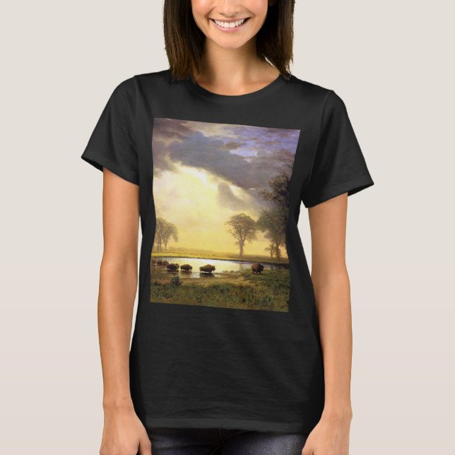 The Buffalo Trail by Albert Bierstadt T-Shirt (Front)
