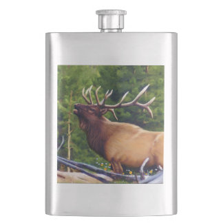 The Bugler Elk Bull Hip Flask