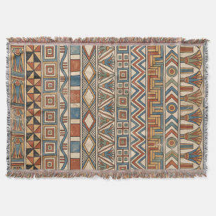 The Builder's Blueprint: Old Kingdom Geometric Throw Blanket