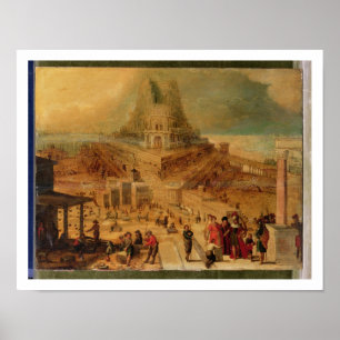 The building of the Tower of Babel (panel) Poster