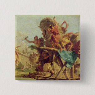 The Building of the Trojan Horse, c.1760 15 Cm Square Badge