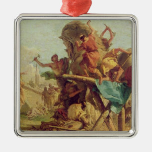 The Building of the Trojan Horse, c.1760 Metal Tree Decoration