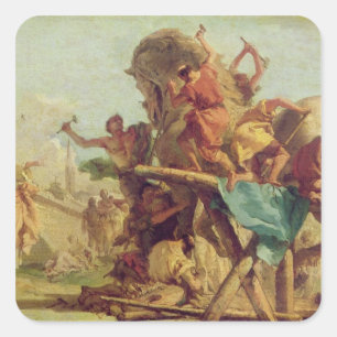 The Building of the Trojan Horse, c.1760 Square Sticker