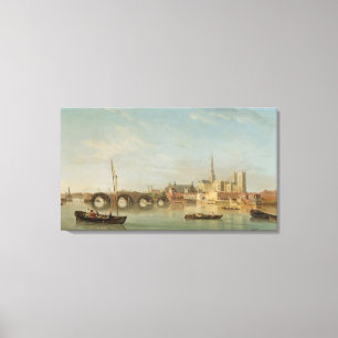 The Building of Westminster Bridge with an imagina Canvas Print