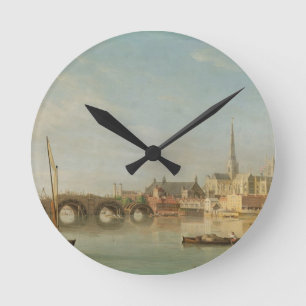 The Building of Westminster Bridge with an imagina Round Clock