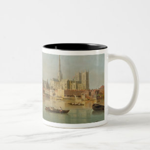 The Building of Westminster Bridge with an imagina Two-Tone Coffee Mug