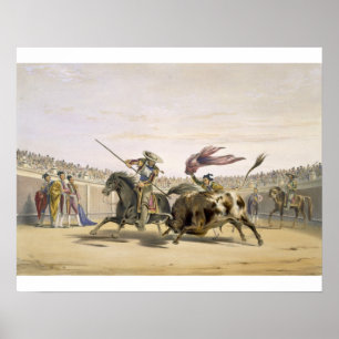 The Bull Following up the Charge, 1865 (colour lit Poster