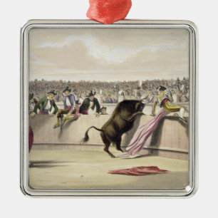 The Bull Leaping the Barriers, 1865 (colour litho) Metal Tree Decoration