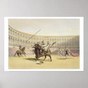 The Bull Tossing the Picador and Horse, 1865 (colo Poster