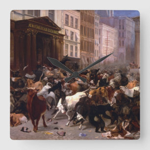 The Bulls and Bears in the Market, 1879 Square Wall Clock