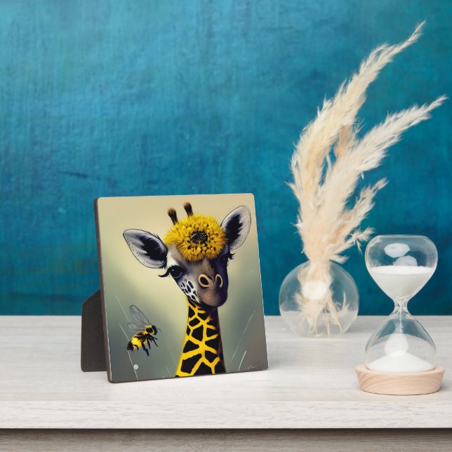 The Bumble Giraffe Whimsical Tabletop Plaque (Insitu)
