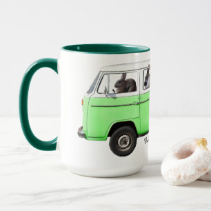 The Bunbrary Blog Bunny Bus Mug Green