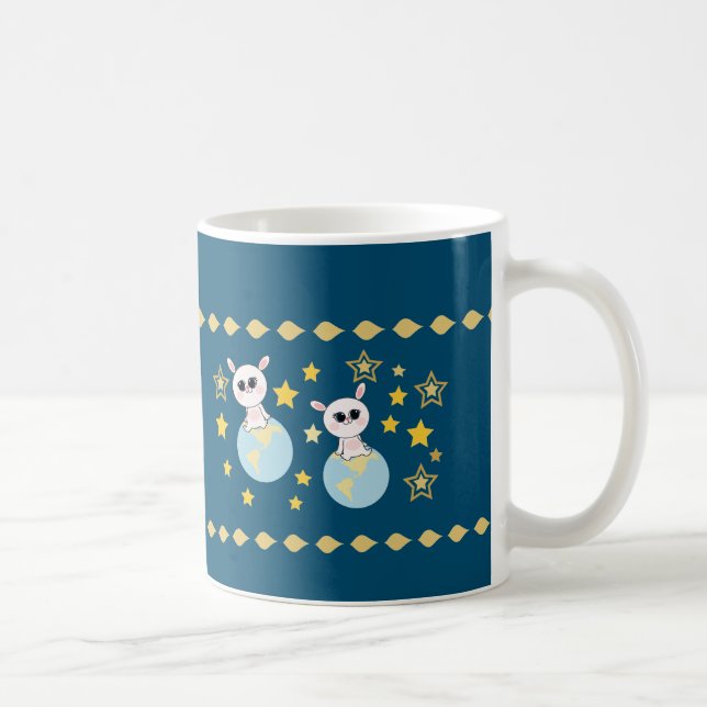 The bunny on the earth coffee mug (Right)