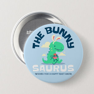 The Bunny Saurus Happy Easter Button