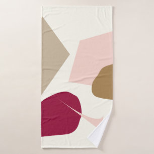 The burgundy spot, abstract geometric design bath towel set