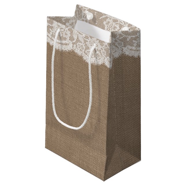 The Burlap & Lace Wedding Collection Gift Bags (Front Angled)