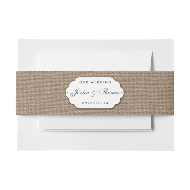 The Burlap & Lace Wedding Collection Invitation Belly Band (Front Example)