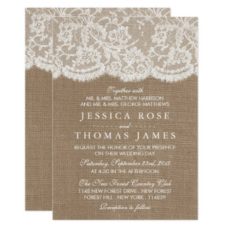 Orange Lace And Burlap Wedding Invitations 6